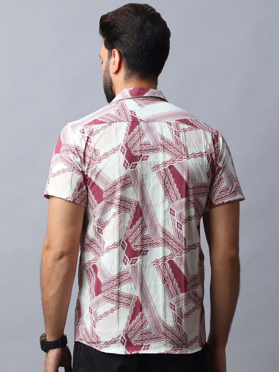 Abstract Printed Casual Shirt for Men - SF_987Red_S