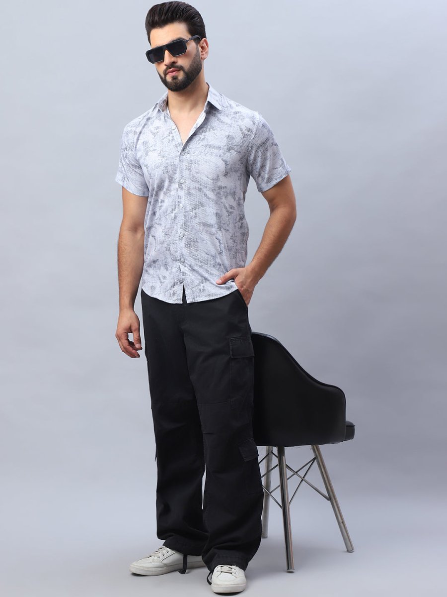 Abstract Printed Casual Shirt for Men - SF_984Light-Grey_S