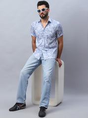 Abstract Printed Casual Shirt for Men - SF_984Blue_S