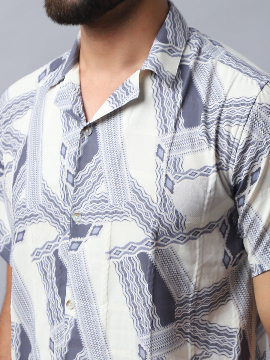 Abstract Printed Casual Shirt for Men - SF_987Grey_S