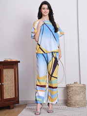 Abstract Printed Co-ords Set for Women - JNCS_3016Blue_XS