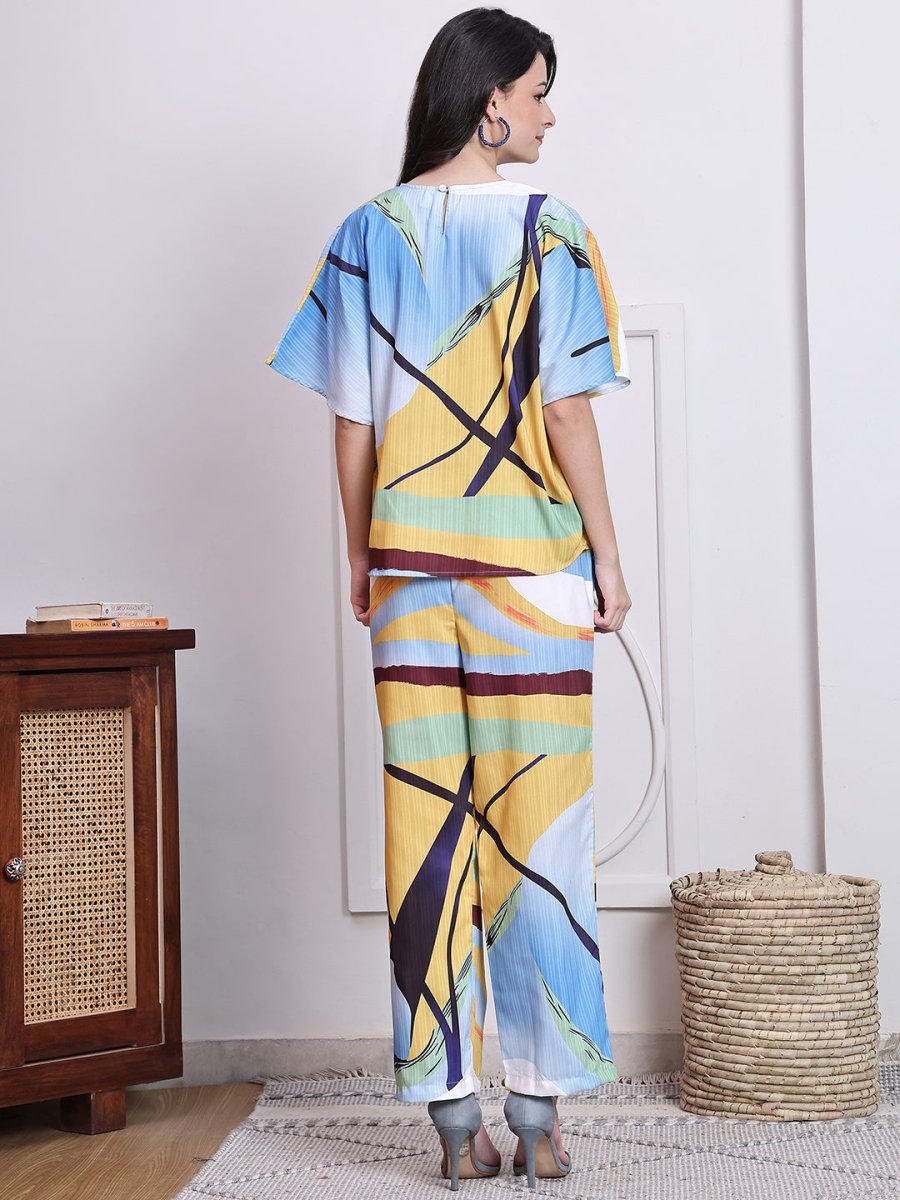 Abstract Printed Co-ords Set for Women - JNCS_3016Blue_XS