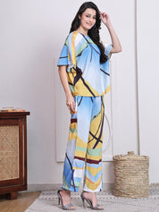 Abstract Printed Co-ords Set for Women - JNCS_3016Blue_XS