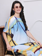 Abstract Printed Co-ords Set for Women - JNCS_3016Blue_XS