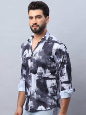 Abstract Printed Cotton Casual Shirt For Men - SF_979Black_S