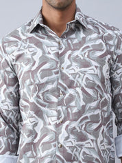 Abstract Printed Cotton Casual Shirt For Men - SF_979Brown_S