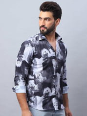 Abstract Printed Cotton Casual Shirt For Men - SF_979Black_S