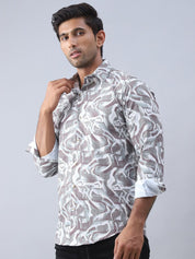 Abstract Printed Cotton Casual Shirt For Men - SF_979Brown_S