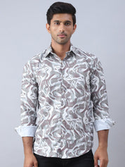 Abstract Printed Cotton Casual Shirt For Men - SF_979Brown_S
