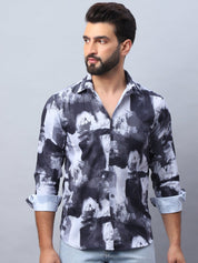 Abstract Printed Cotton Casual Shirt For Men - SF_979Black_S