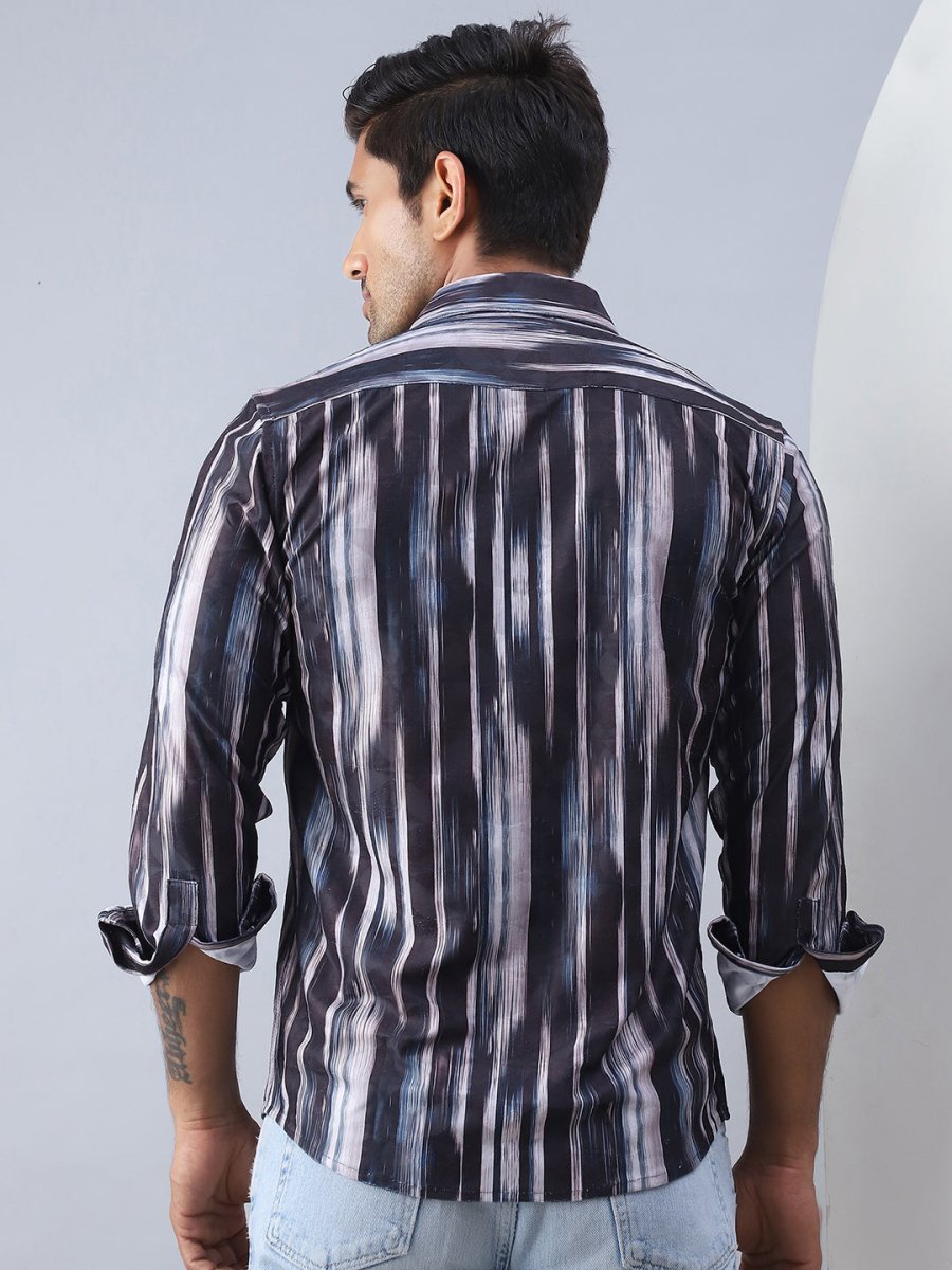 Abstract Printed Cotton Casual Shirt For Men - SF_978Black_S