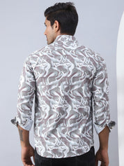Abstract Printed Cotton Casual Shirt For Men - SF_979Brown_S