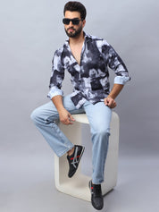 Abstract Printed Cotton Casual Shirt For Men - SF_979Black_S