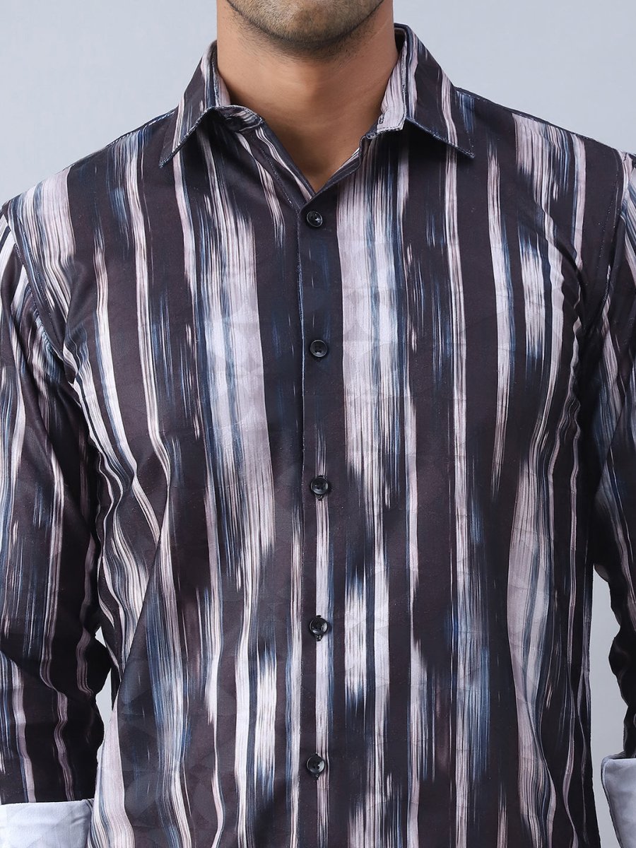 Abstract Printed Cotton Casual Shirt For Men - SF_978Black_S