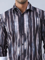 Abstract Printed Cotton Casual Shirt For Men - SF_978Black_S