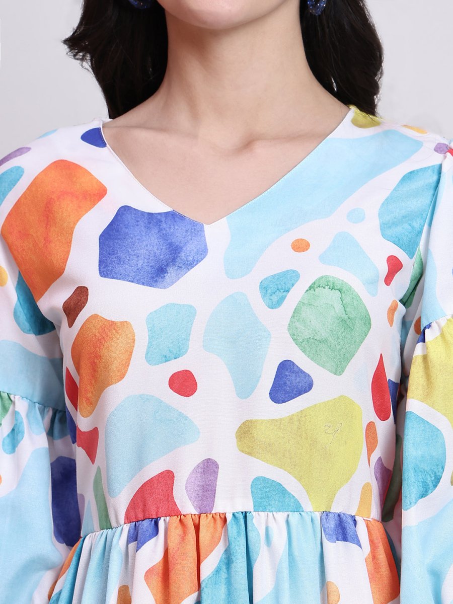Abstract Printed Deress for Women - JND_1041Multi_XS