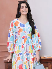 Abstract Printed Deress for Women - JND_1041Multi_XS