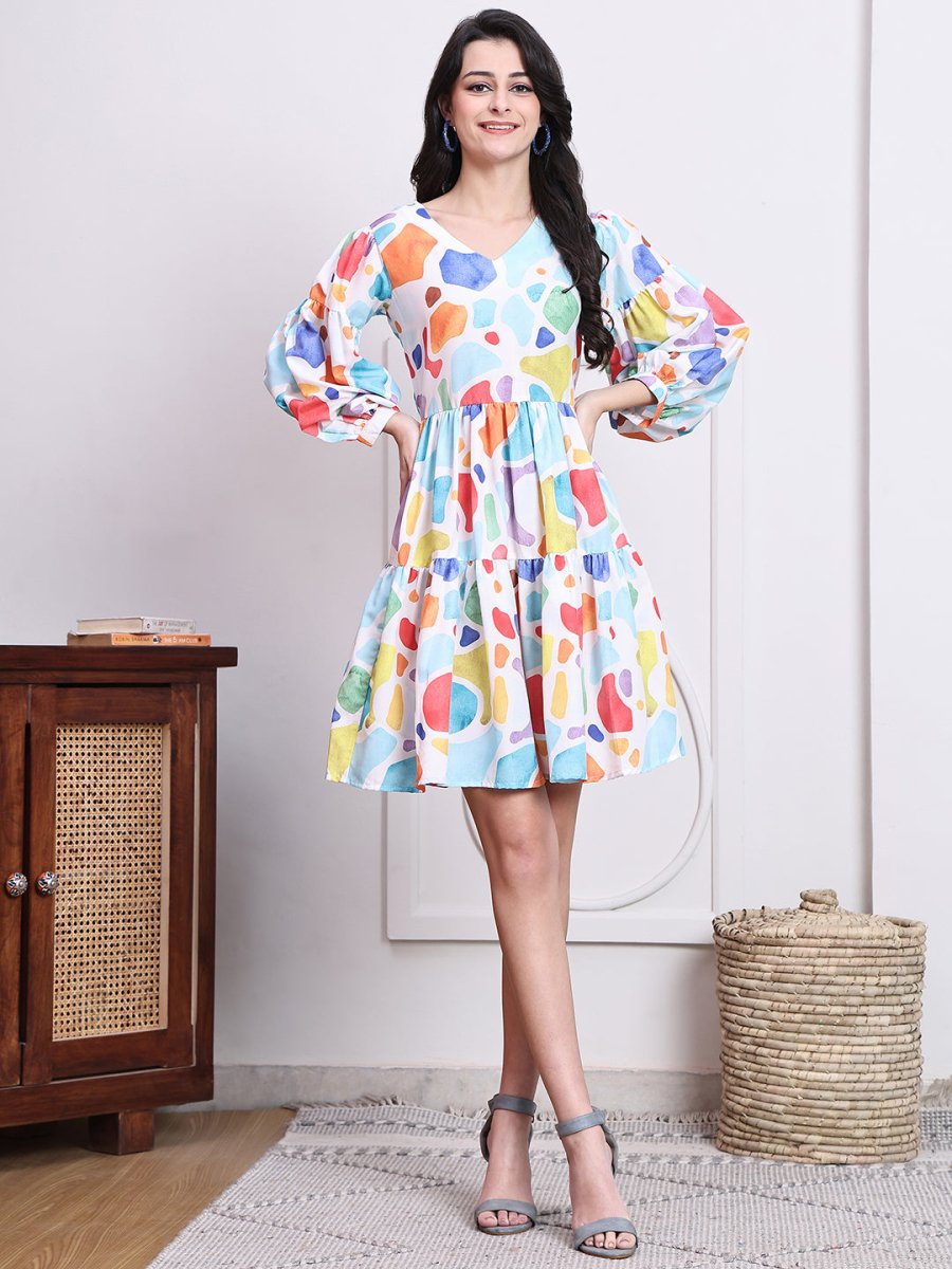 Abstract Printed Deress for Women - JND_1041Multi_XS