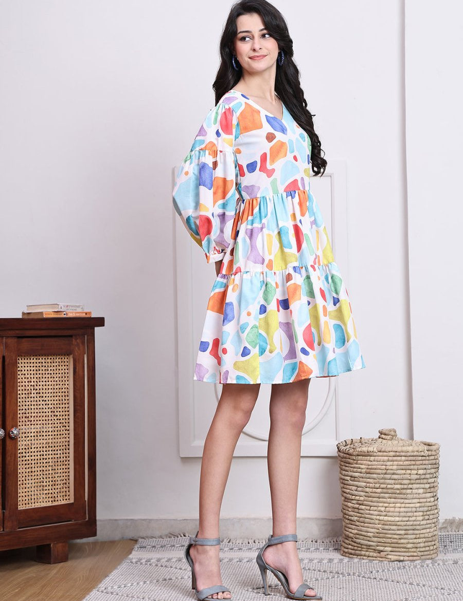 Abstract Printed Deress for Women - JND_1041Multi_XS