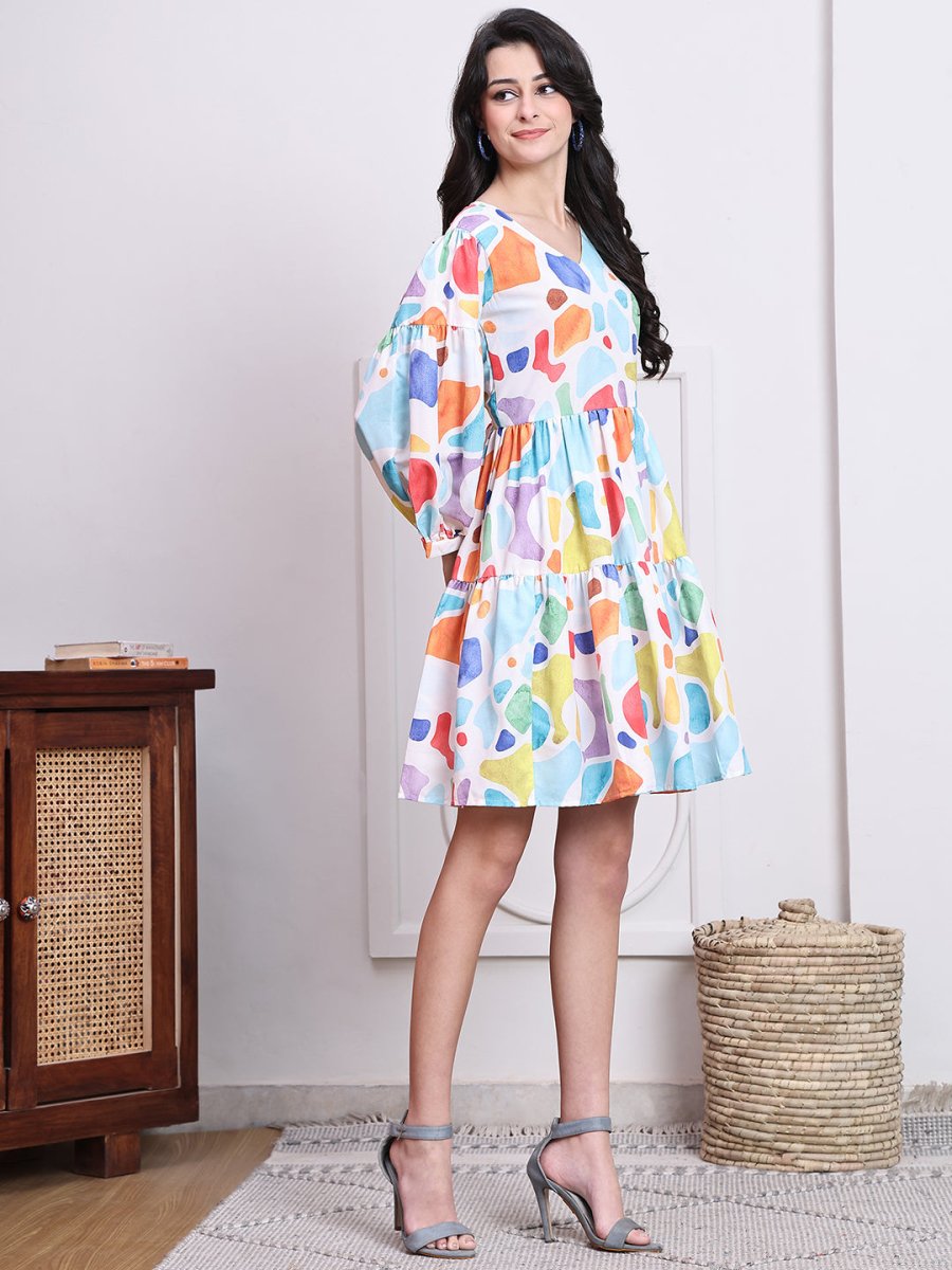 Abstract Printed Deress for Women - JND_1041Multi_XS