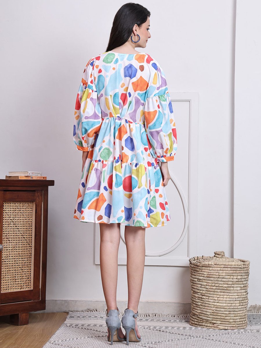 Abstract Printed Deress for Women - JND_1041Multi_XS
