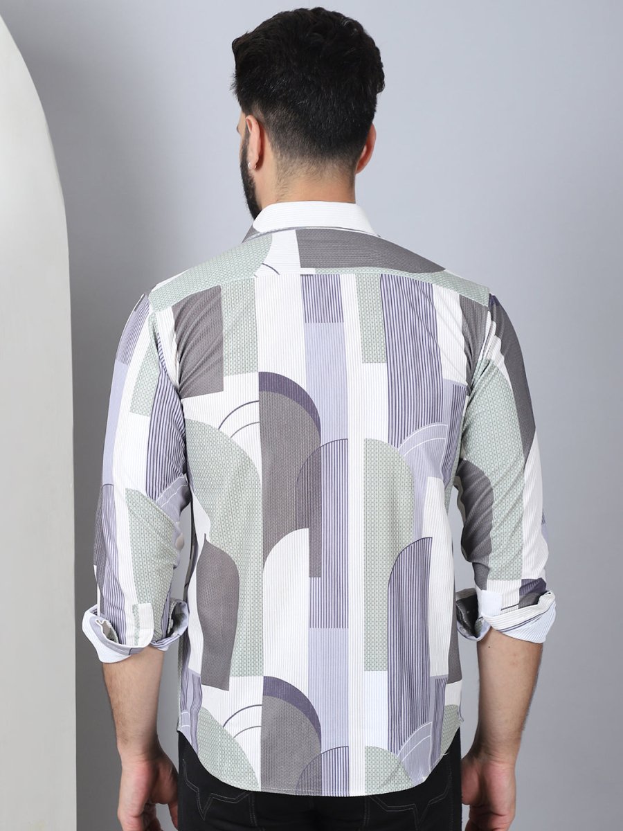 Abstract Printed Spread Collar Cotton Casual Shirt for Men - SF_962Grey_S