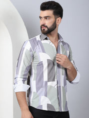 Abstract Printed Spread Collar Cotton Casual Shirt for Men - SF_962Grey_S