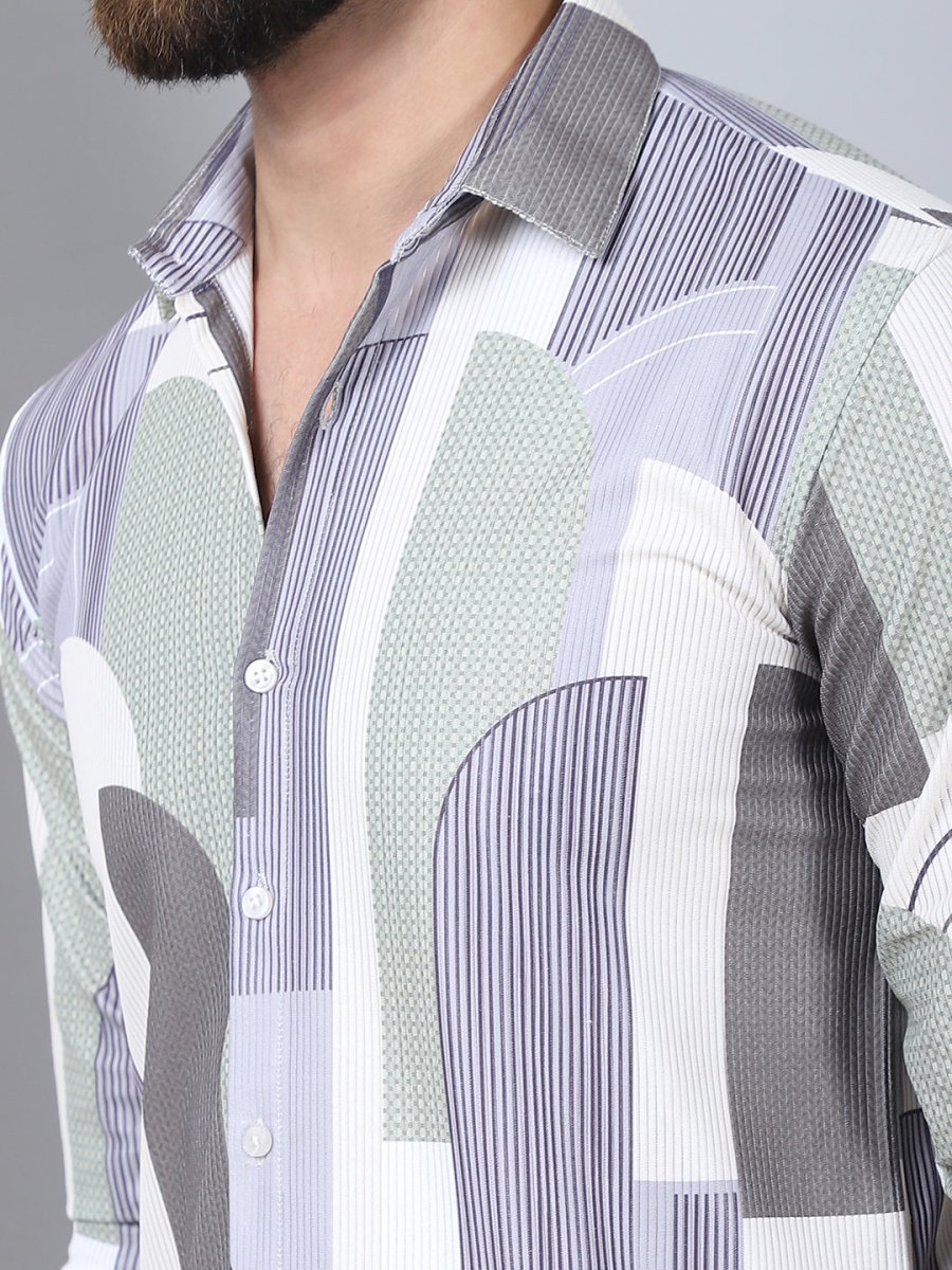 Abstract Printed Spread Collar Cotton Casual Shirt for Men - SF_962Grey_S