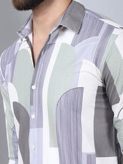 Abstract Printed Spread Collar Cotton Casual Shirt for Men - SF_962Grey_S