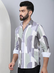 Abstract Printed Spread Collar Cotton Casual Shirt for Men - SF_962Grey_S
