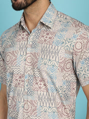 Beige Printed Casual Shirt - SF_909Beige_S