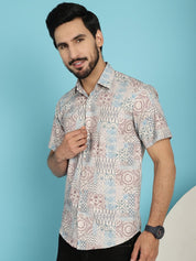 Beige Printed Casual Shirt - SF_909Beige_S