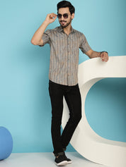 Beige Printed Party Shirt for Men - SF_914Beige_S
