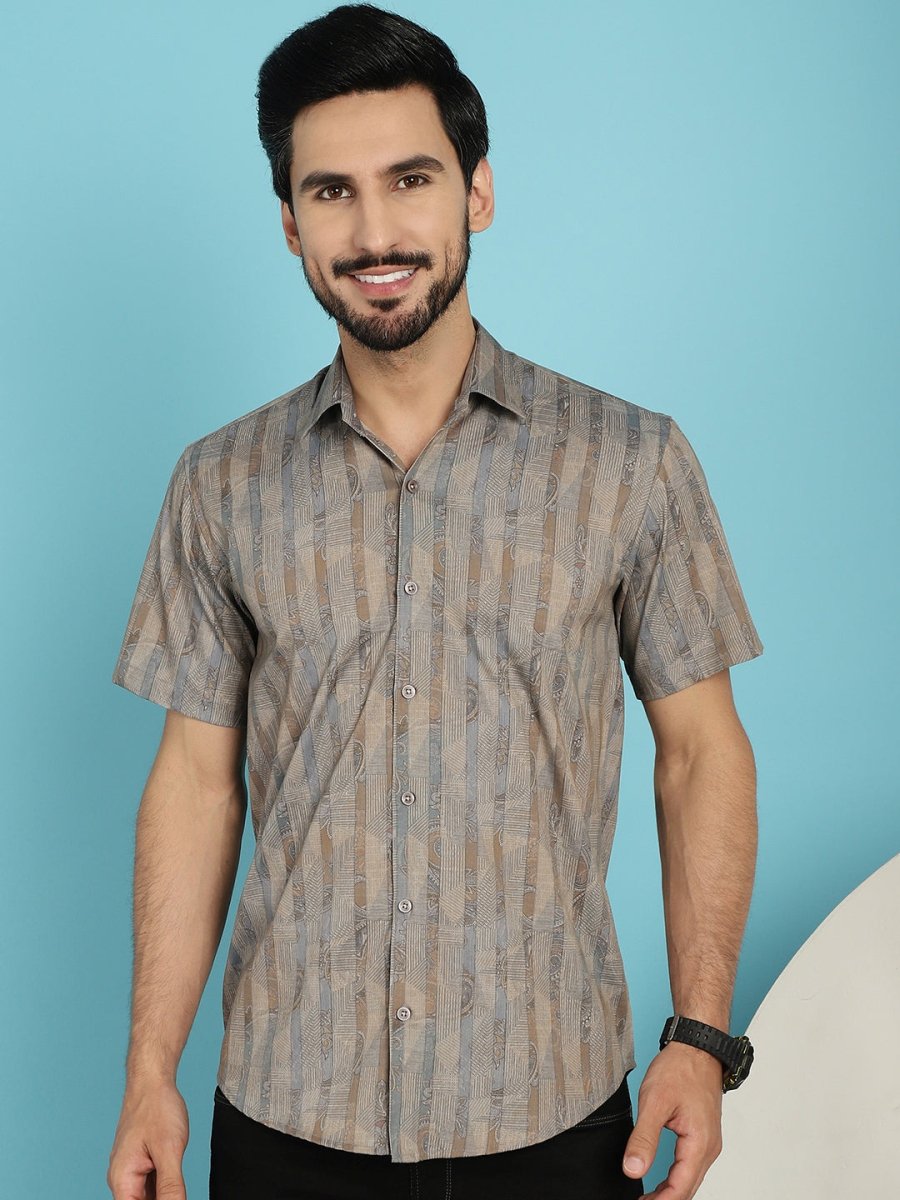 Beige Printed Party Shirt for Men - SF_914Beige_S