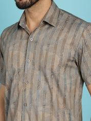 Beige Printed Party Shirt for Men - SF_914Beige_S