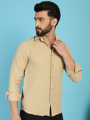 Beige Self Design Cotton Formal Shirt for Men - SF_928Beige_S