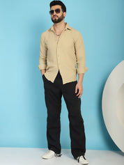 Beige Self Design Cotton Formal Shirt for Men - SF_928Beige_S