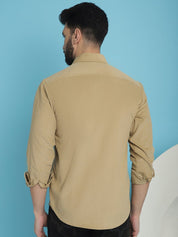 Beige Self Design Cotton Formal Shirt for Men - SF_925Beige_S