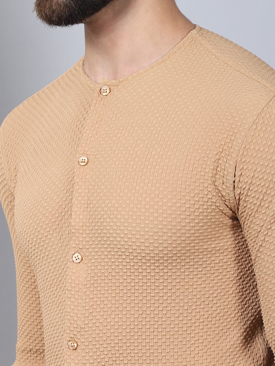 Beige Self Design Cotton Formal Shirt for Men - SF_963Beige_S