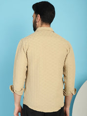 Beige Self Design Cotton Formal Shirt for Men - SF_928Beige_S