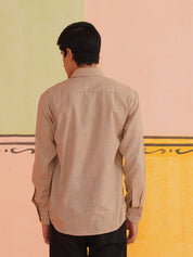 Beige Solid Cotton Formal Shirt for Men - SF_9011Beige_S