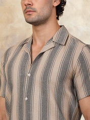 Beige Striped Party Shirt for Men - SF_931Beige_S