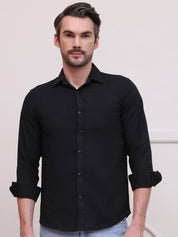 Black Checked Cotton Formal Shirt for Men - SF_9008Black_S