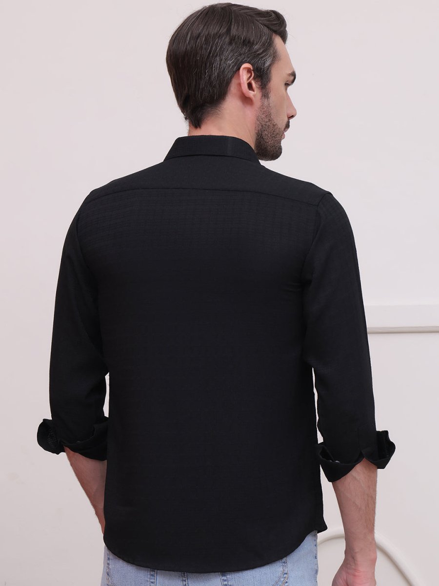 Black Checked Cotton Formal Shirt for Men - SF_9008Black_S