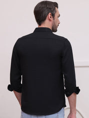 Black Checked Cotton Formal Shirt for Men - SF_9008Black_S