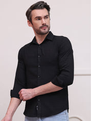 Black Checked Cotton Formal Shirt for Men - SF_9008Black_S