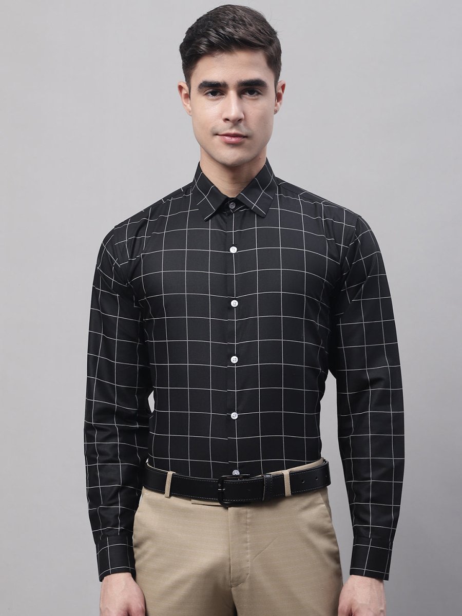 Black Checked Cotton Shirt for Men - SF_742Black_S