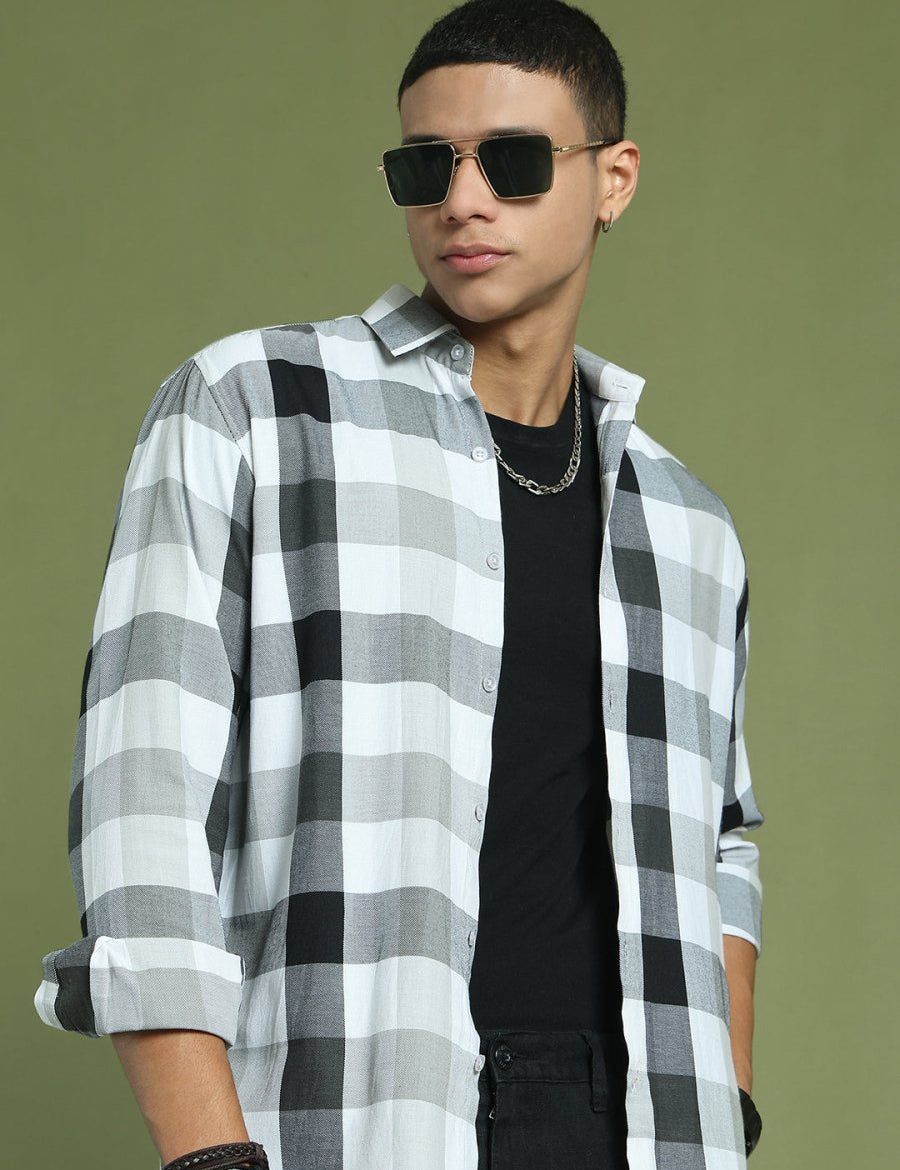 Black Checked Cotton Shirt for Men - SF_877Black_S