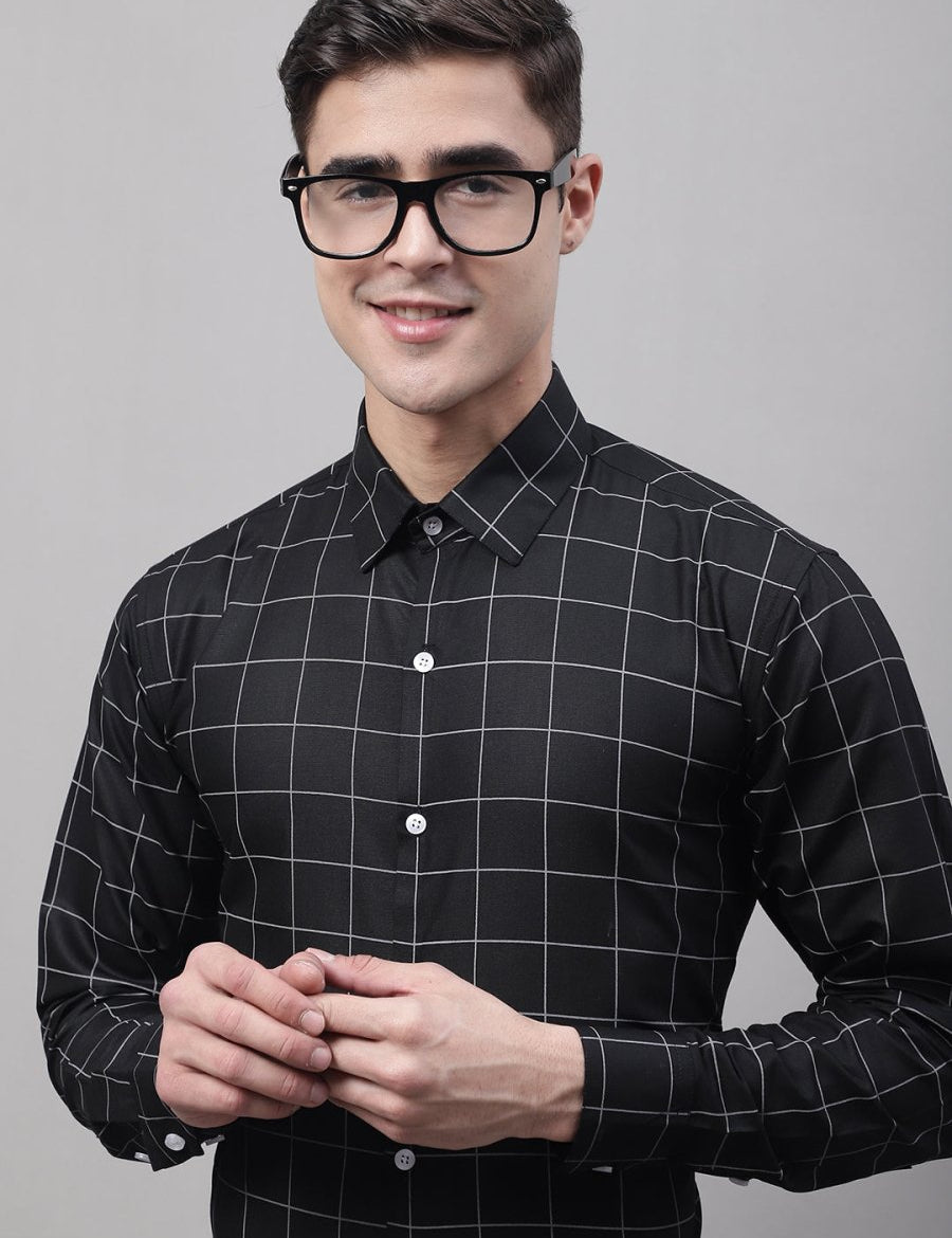 Black Checked Cotton Shirt for Men - SF_742Black_S