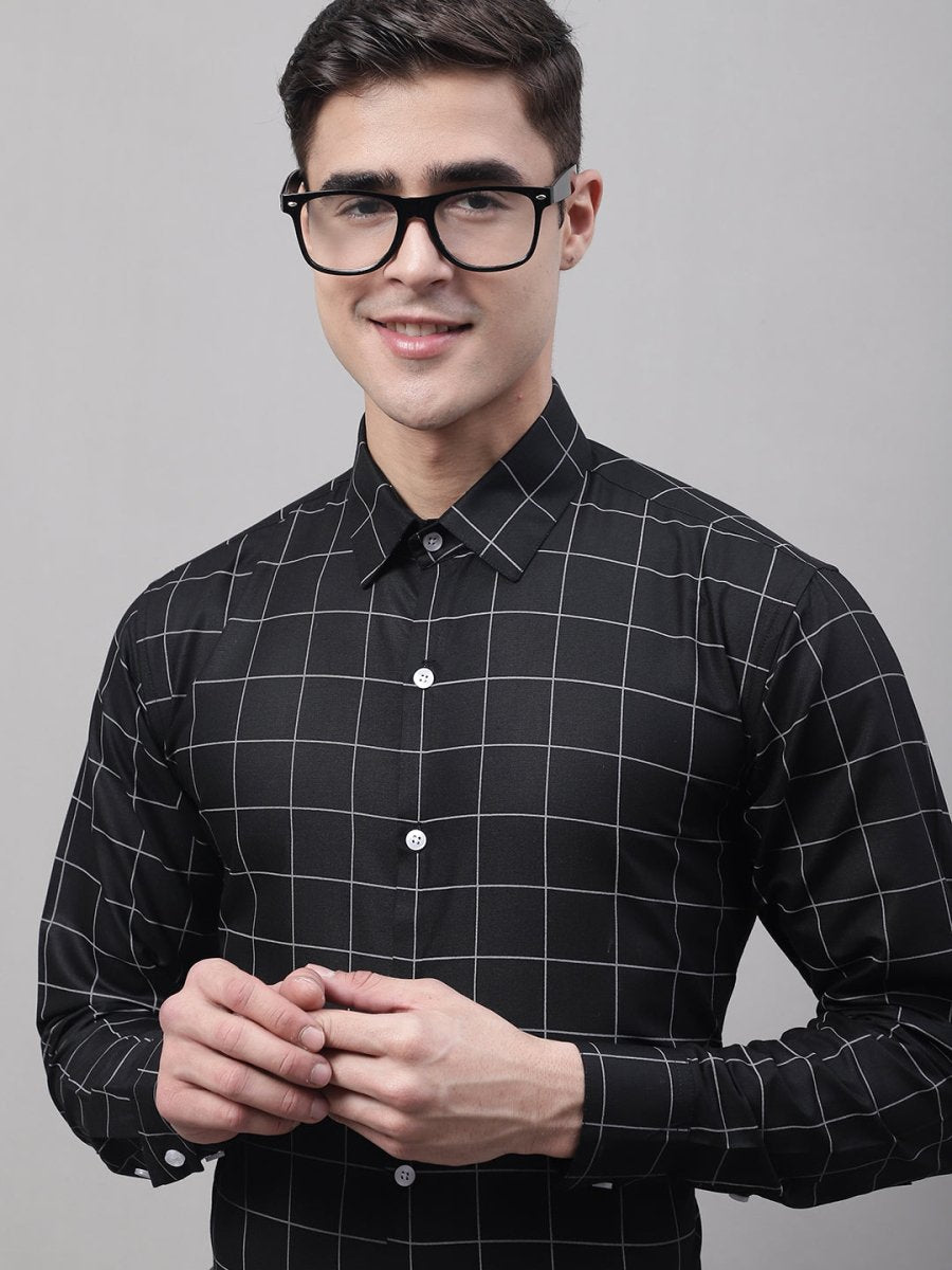 Black Checked Cotton Shirt for Men - SF_742Black_S